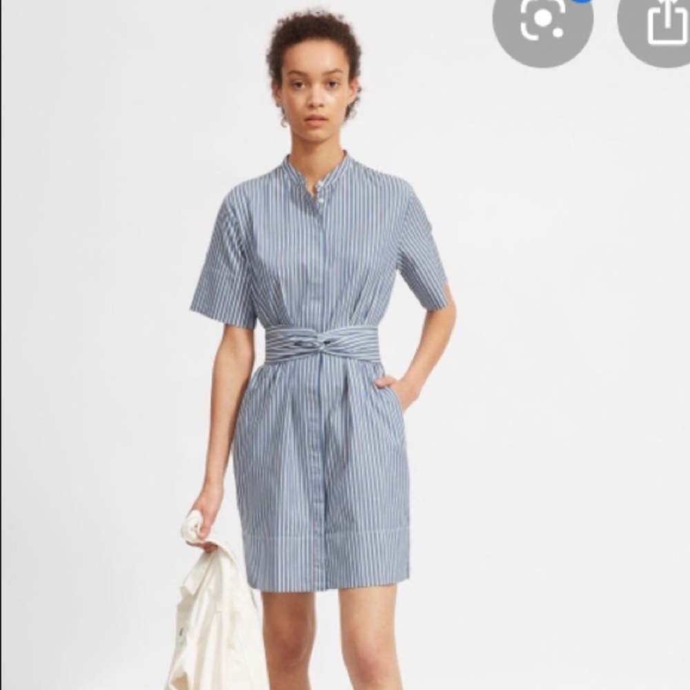 Everlane cotton collarless shirt dress